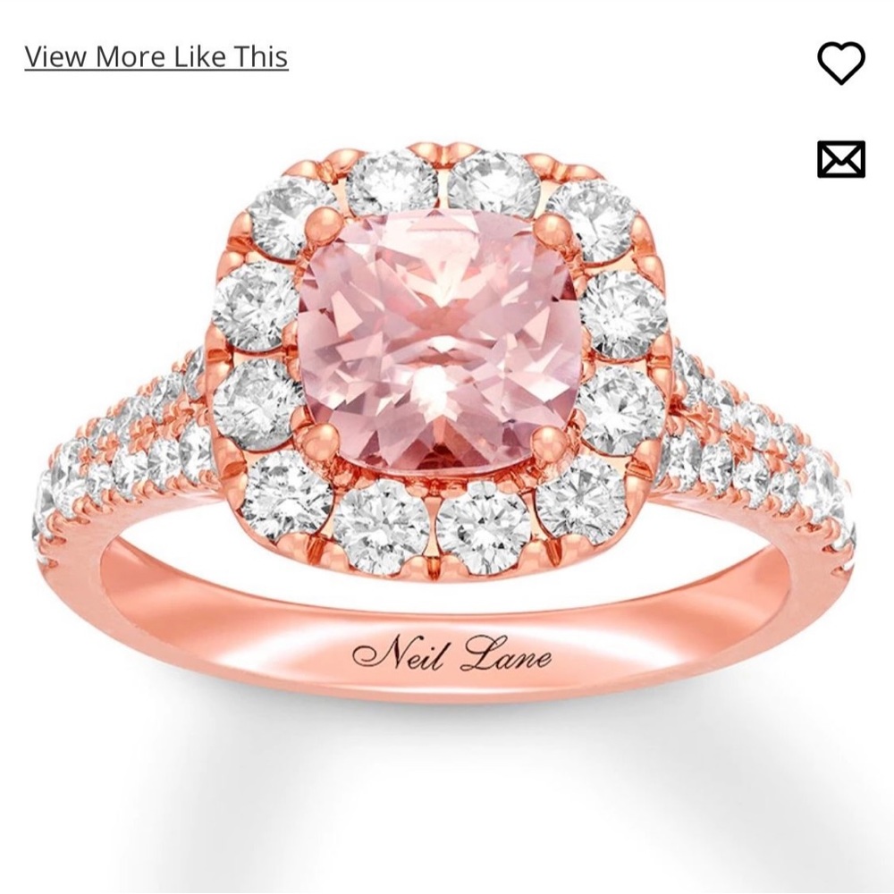 SOLD Neil Lane Morganite Engagement Ring 1-1/4 ct tw Diamonds 14K Rose Gold